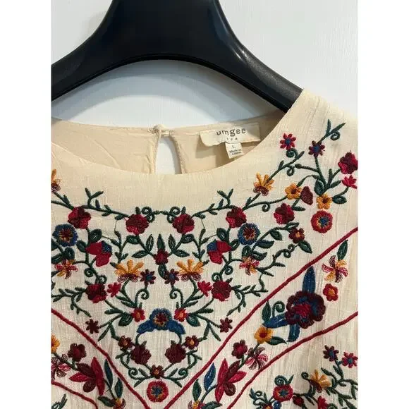 Umgee The Hanna Embroidered Ivory Boho‎ Mini Festival Dress Cottagecore Sz L - Picture 6 of 12